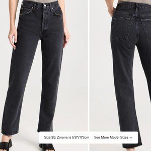 AGOLDE 90s Pinch Waist High Rise Straight Jeans  Black Tea 26